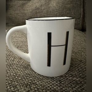 Monogrammed White Mug with Black Lettering